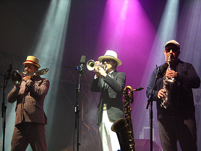 Three members of Fat Freddy's Drop