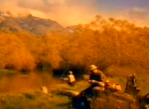 Two friends fishing on an autumn day